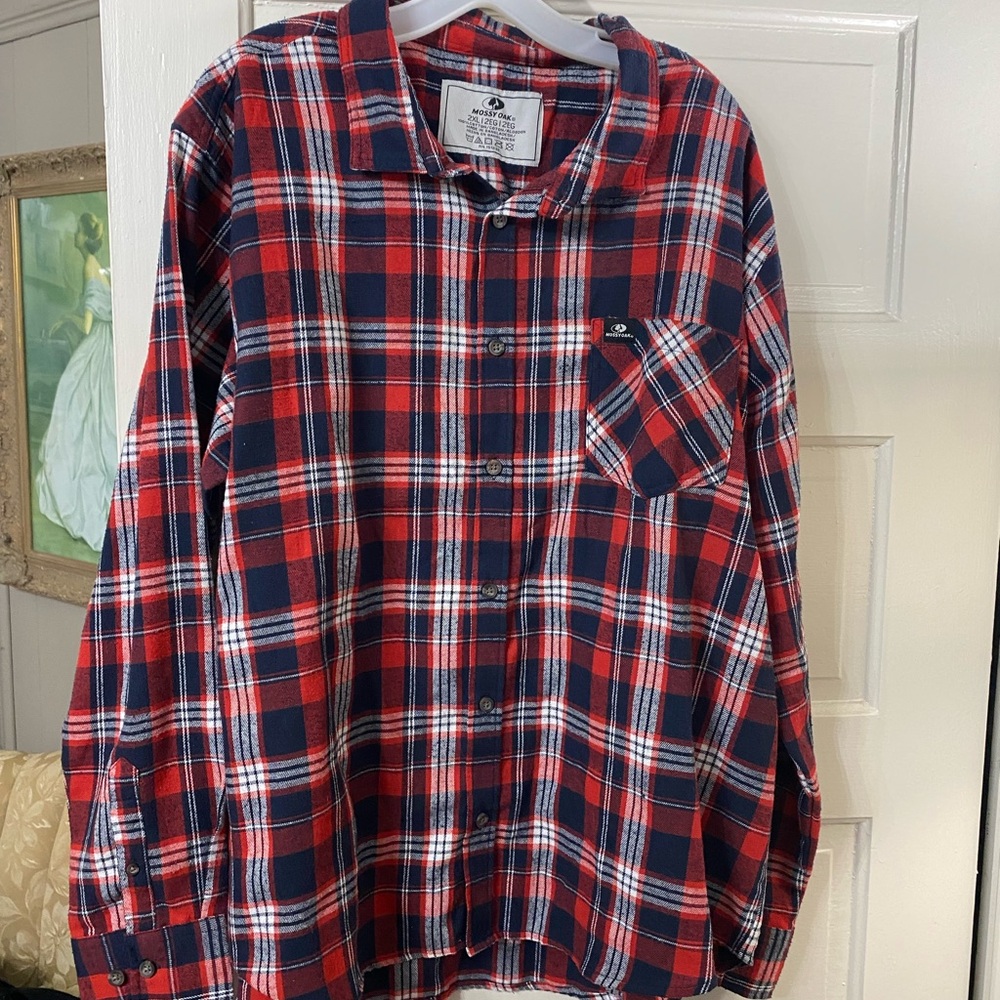 Mossy Oak Red and Blue Plaid Men's Shirt